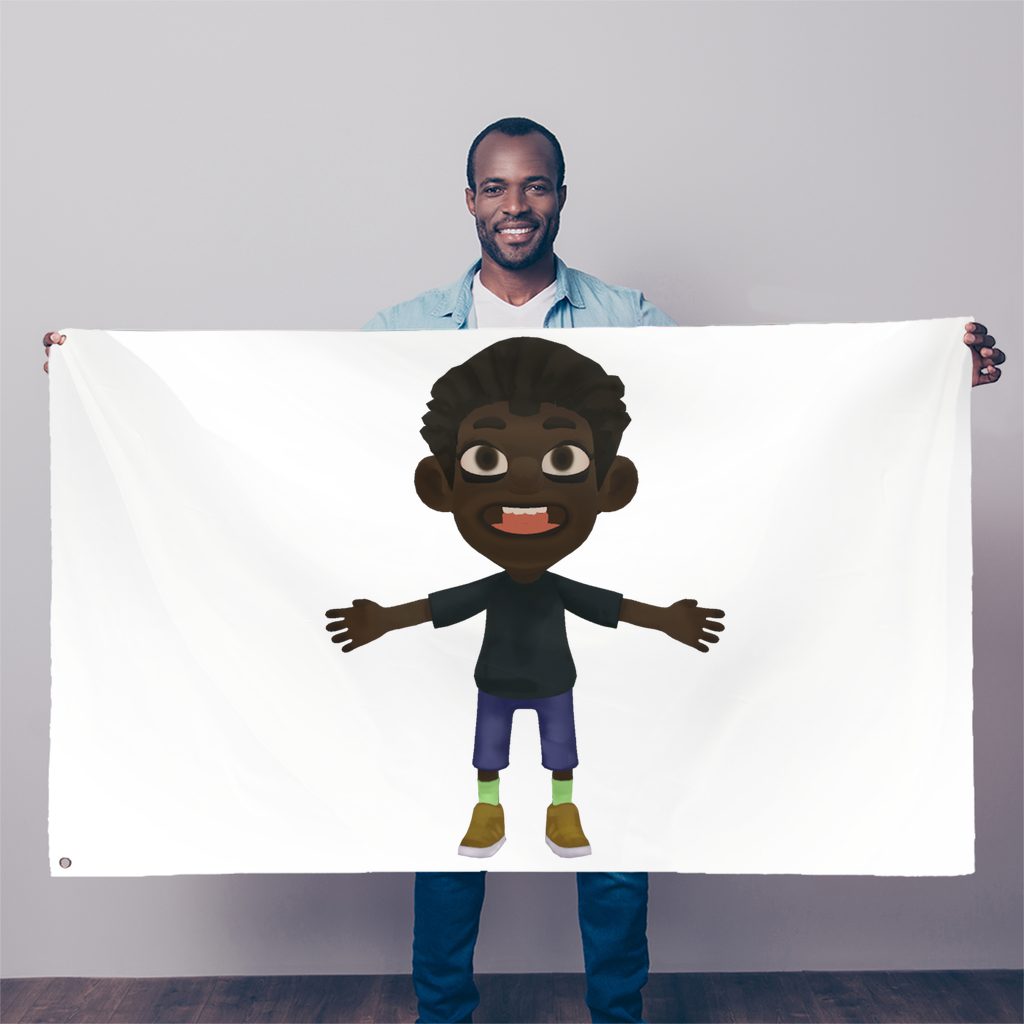 A vibrant Boy Sublimation Flag measuring 5FT x 3FT, made from durable polyester fabric with double-stitched edges and eyelets for hanging.