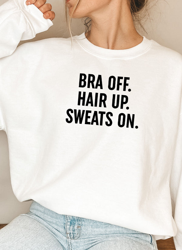 Cozy Bra Off Hair Up Sweats On Sweat Shirt in a stylish design, showcasing its soft fleece material and adjustable cuffs.