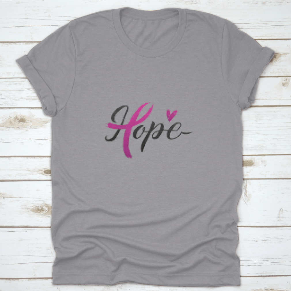 Breast Cancer Awareness Calligraphy Stroke Pink Ribbon apparel in pink, showcasing a stylish design and comfortable fit.