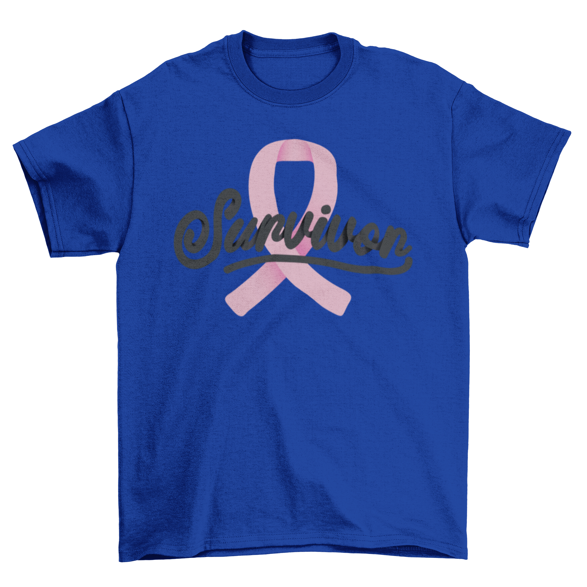 Breast cancer survivor t-shirt featuring a pink ribbon and the word 'Survivor'.