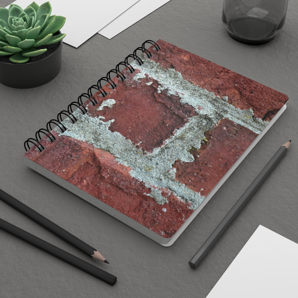 Bricks Spiral Bound Journal with glossy laminated cover and lined pages, showcasing a stylish design.