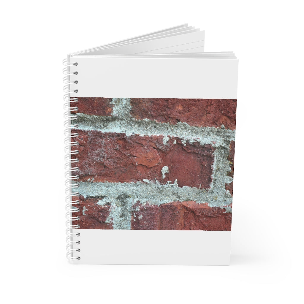 Bricks Spiral Notebook with customizable covers and wide-ruled pages, featuring a semi-gloss laminated finish.