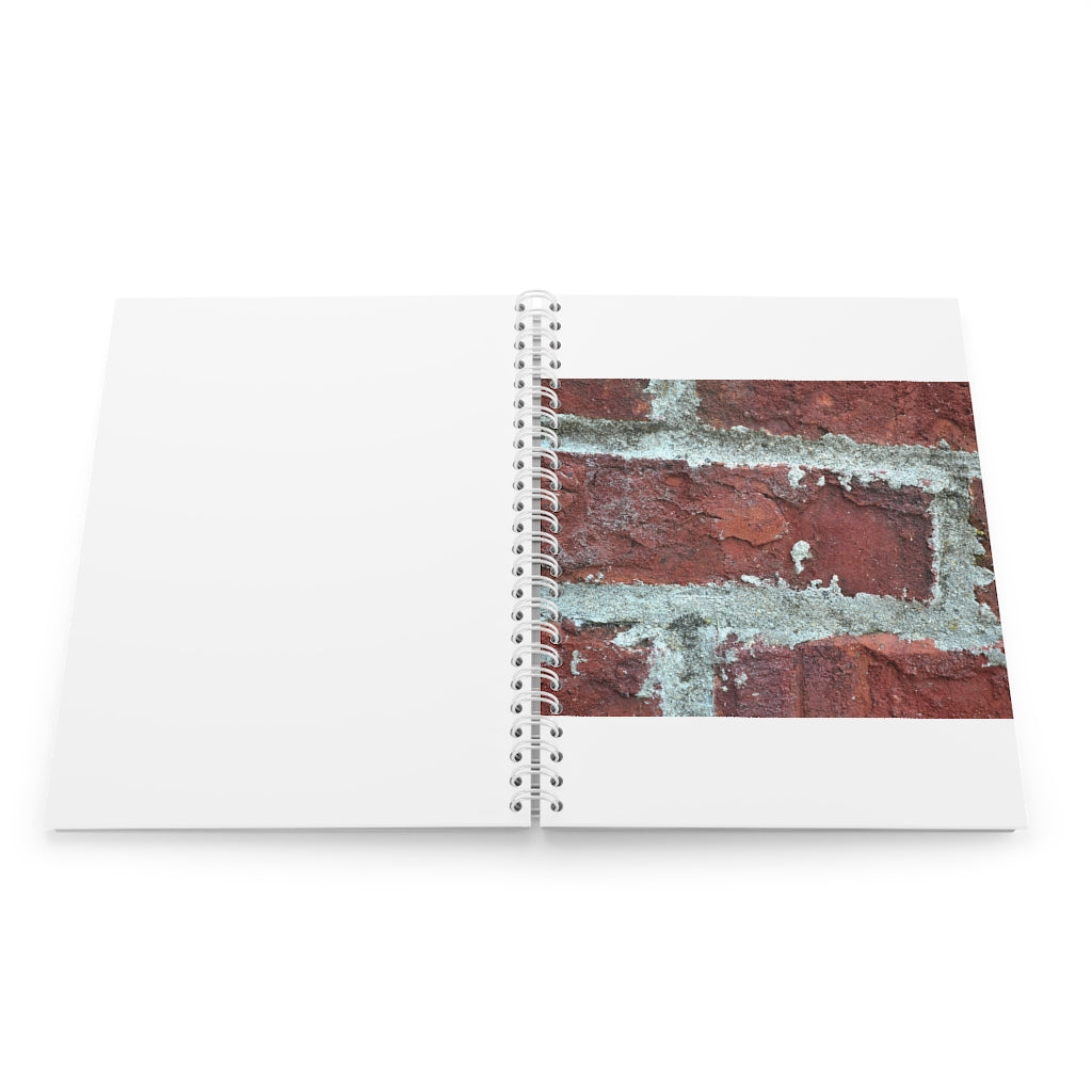 Bricks Spiral Notebook with customizable covers and wide-ruled pages, featuring a semi-gloss laminated finish.