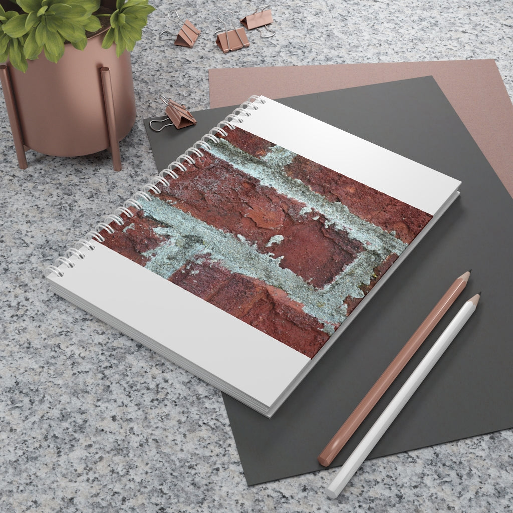 Bricks Spiral Notebook with customizable covers and wide-ruled pages, featuring a semi-gloss laminated finish.