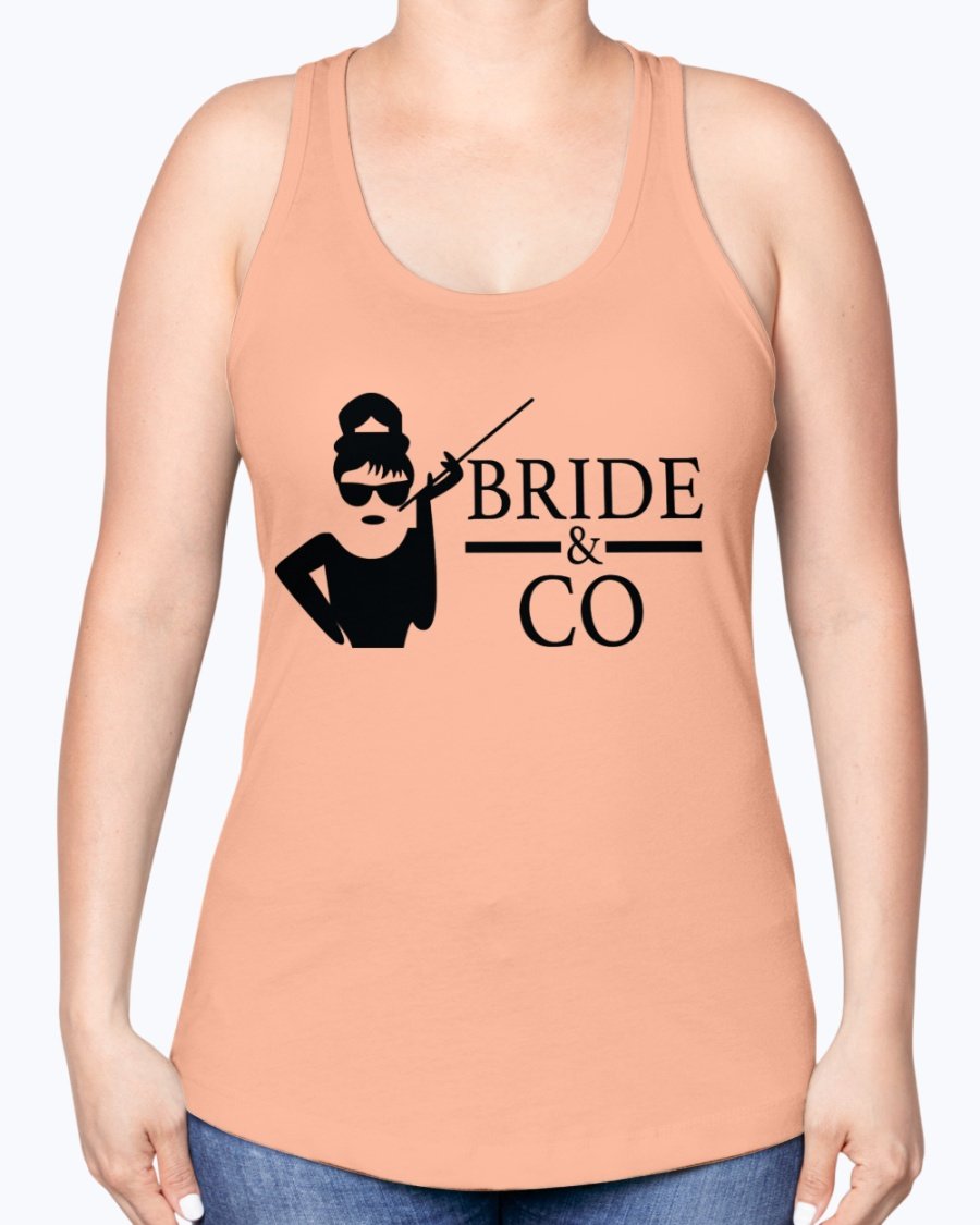 Bride & Co Racerback Tank in white, featuring a comfortable fit and stylish design, perfect for bridal events.