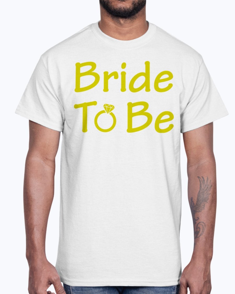 Bride to Be Cotton Tee in white with stylish lettering, perfect for bridal celebrations.