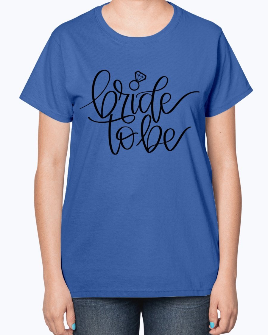 Bride to Be Ladies T-Shirt featuring a stylish design, soft cotton blend fabric, and a comfortable fit, perfect for bridal celebrations.