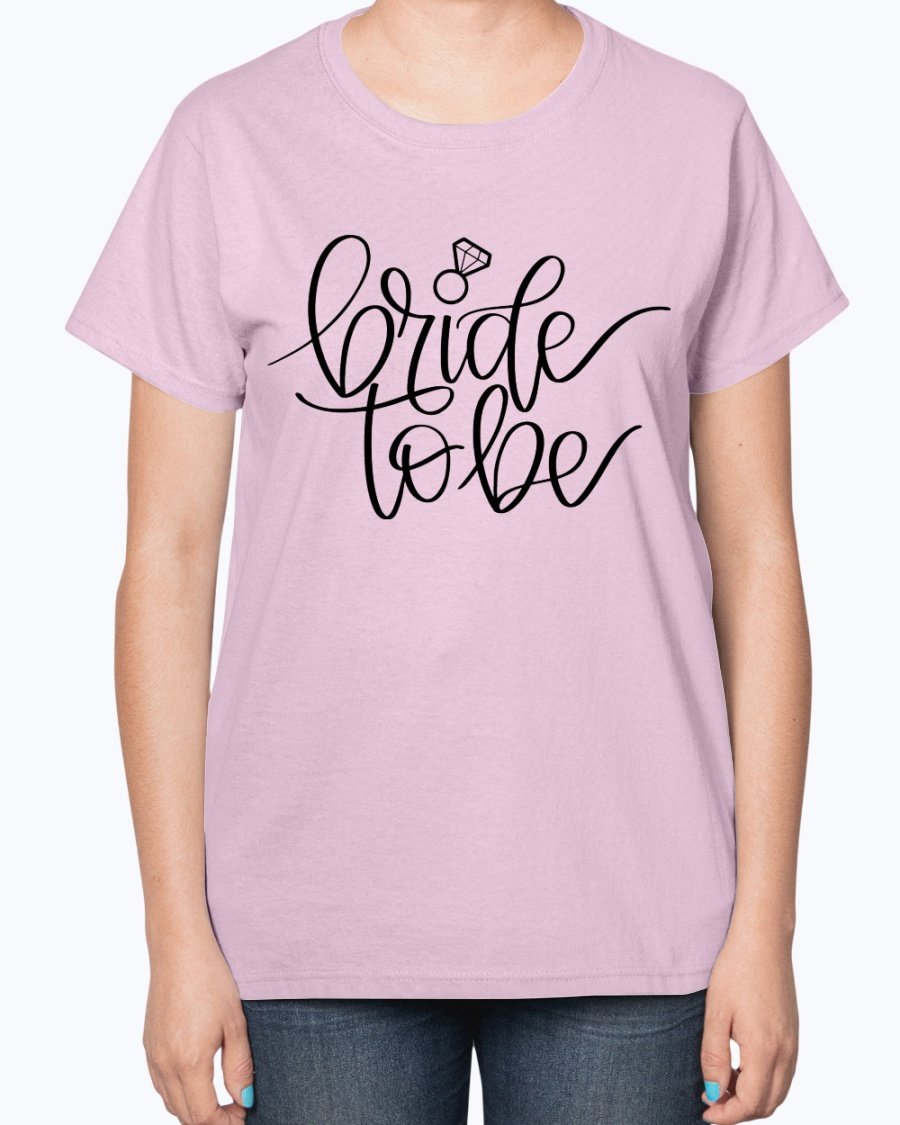 Bride to Be Ladies T-Shirt featuring a stylish design, soft cotton blend fabric, and a comfortable fit, perfect for bridal celebrations.