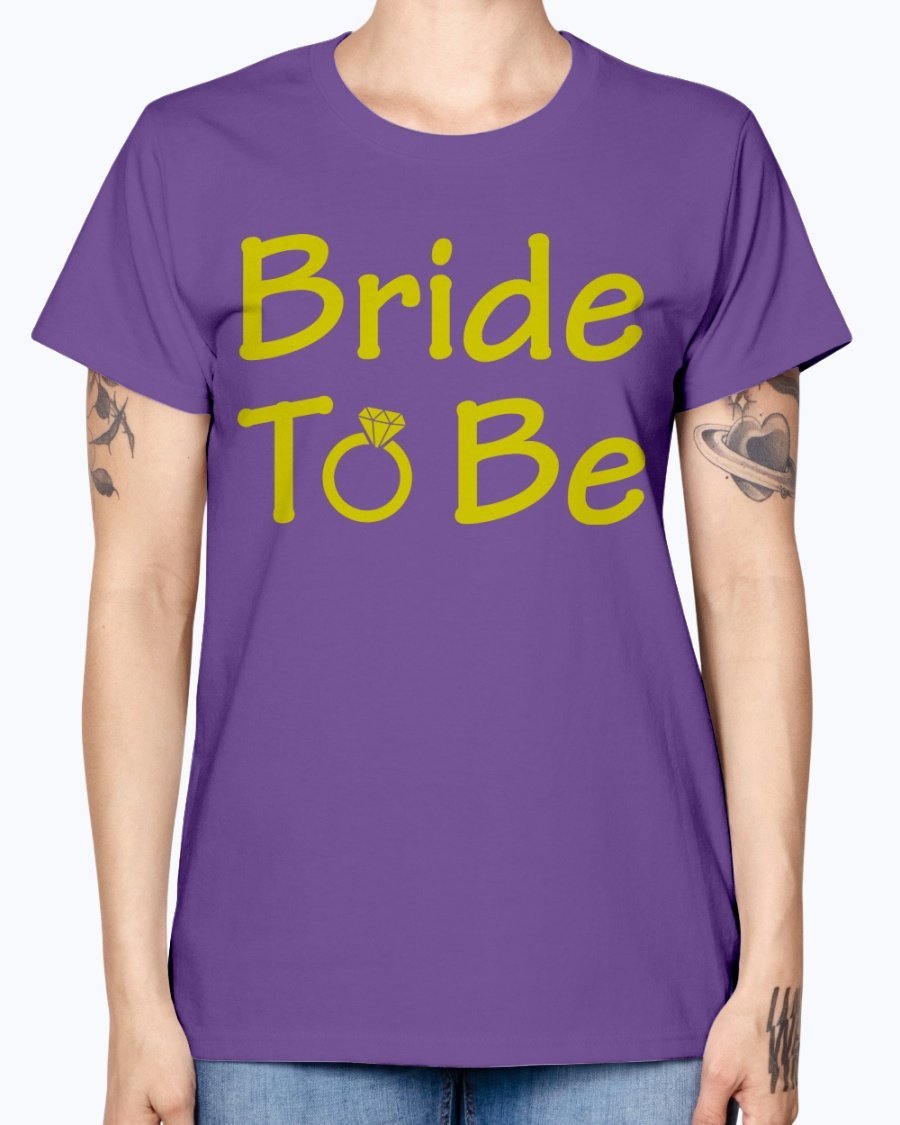 Bride to Be Missy T-Shirt in various colors, showcasing its feminine scoop neck and cap sleeves.