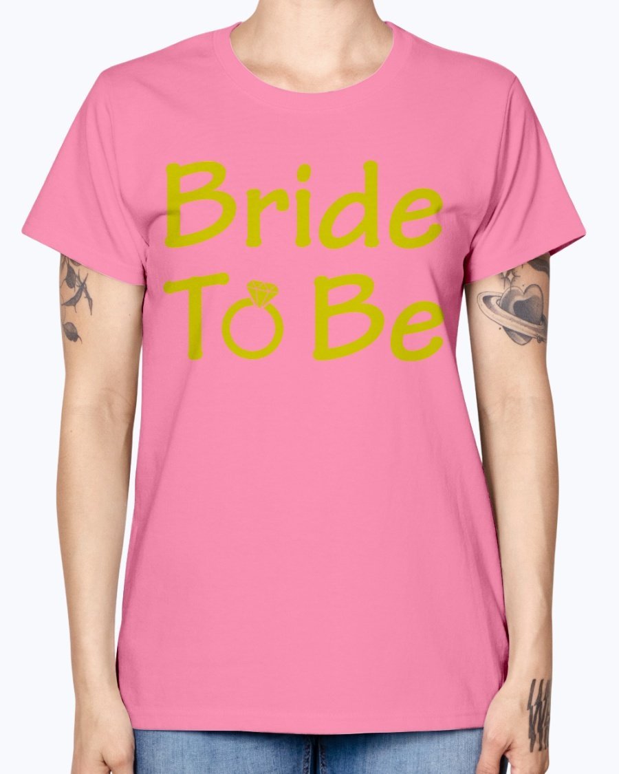 Bride to Be Missy T-Shirt in various colors, showcasing its feminine scoop neck and cap sleeves.