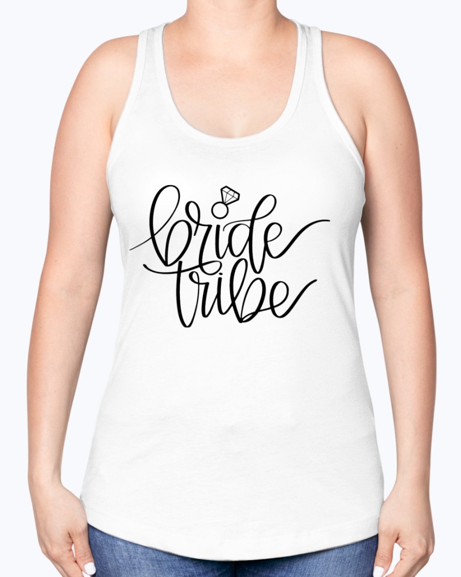 Bride Tribe Racerback Tank in soft cotton blend, perfect for bridal parties and wedding celebrations.