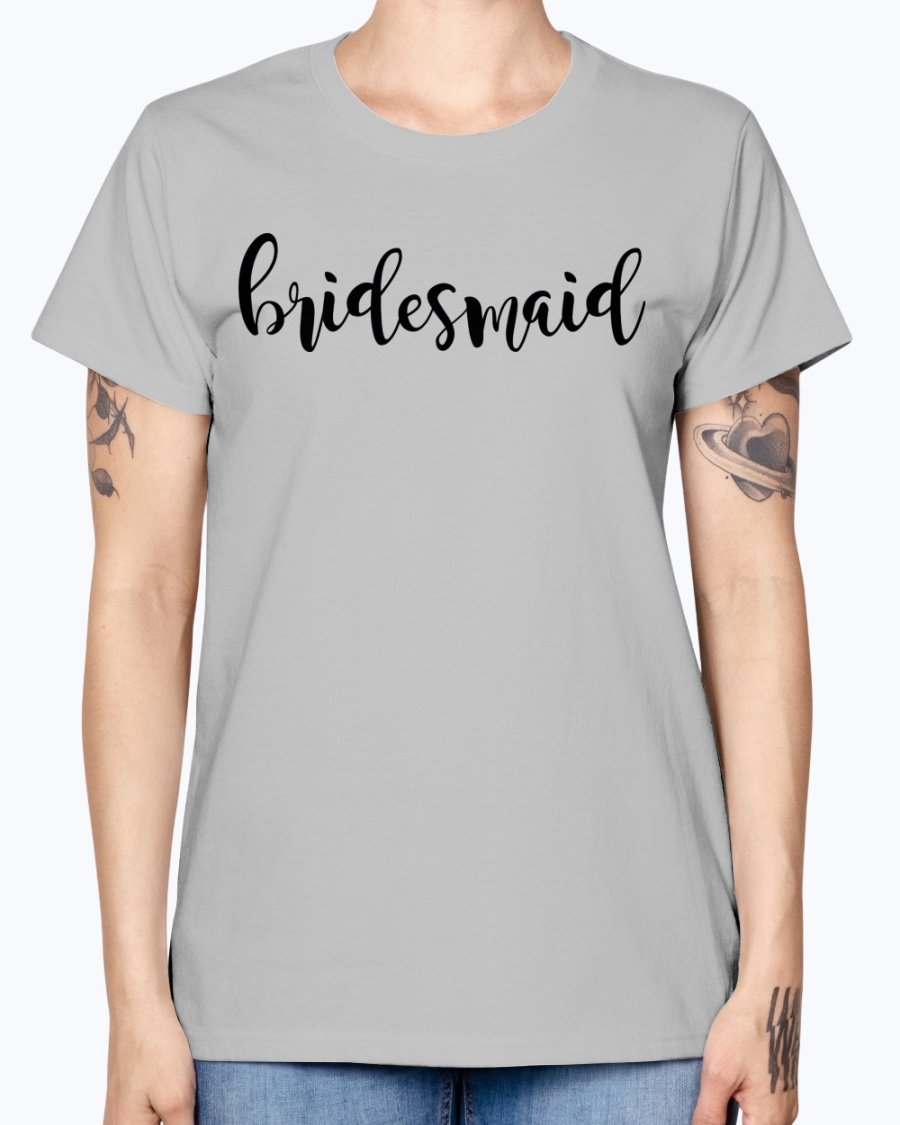 Bridesmaid Missy T-Shirt in various colors, showcasing its feminine scoop neck and cap sleeves, perfect for bridal parties.