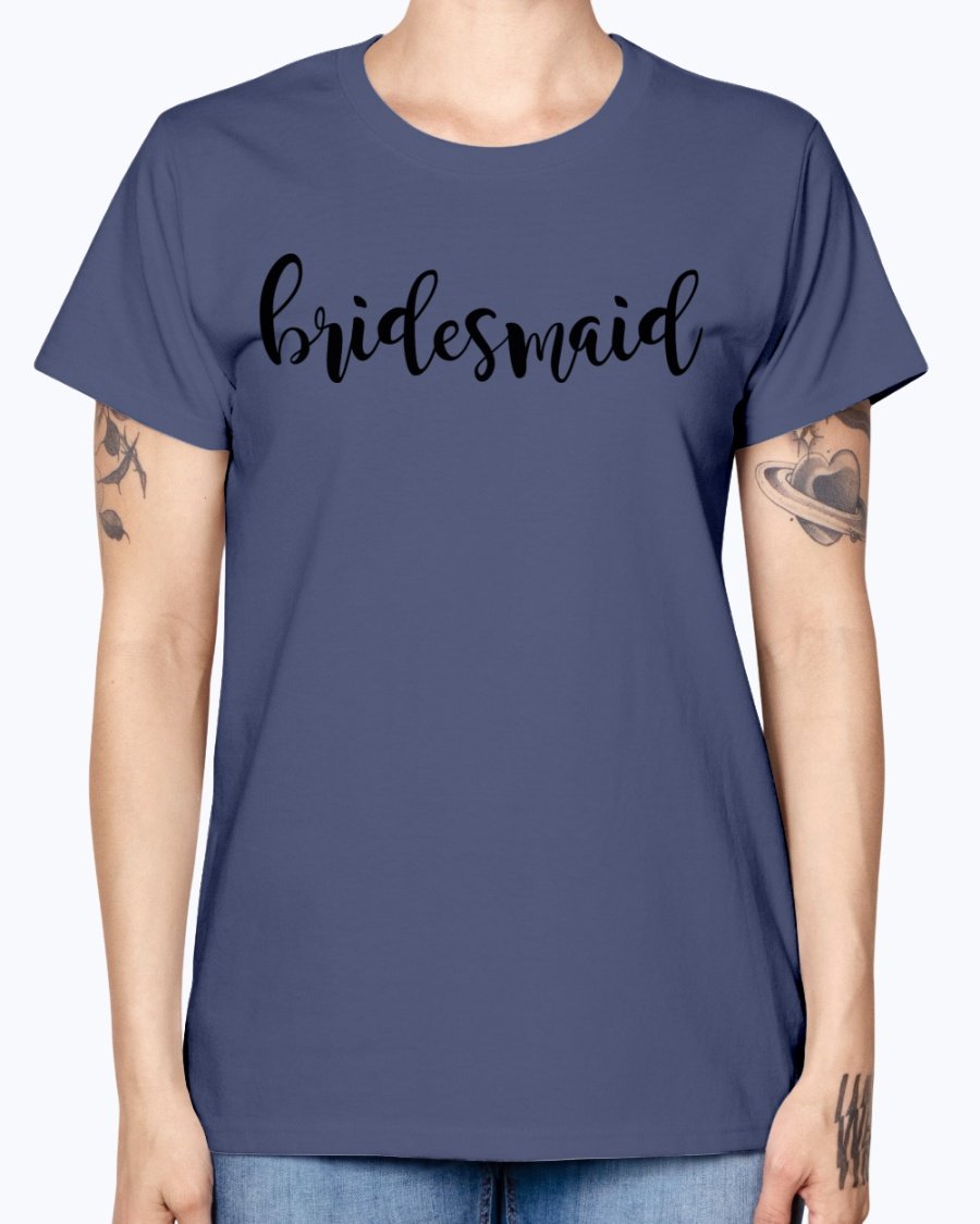 Bridesmaid Missy T-Shirt in various colors, showcasing its feminine scoop neck and cap sleeves, perfect for bridal parties.