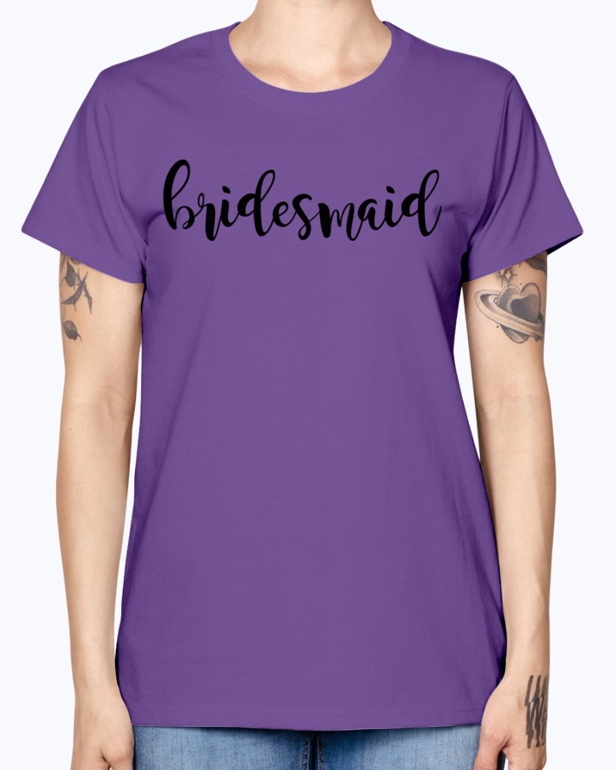 Bridesmaid Missy T-Shirt in various colors, showcasing its feminine scoop neck and cap sleeves, perfect for bridal parties.