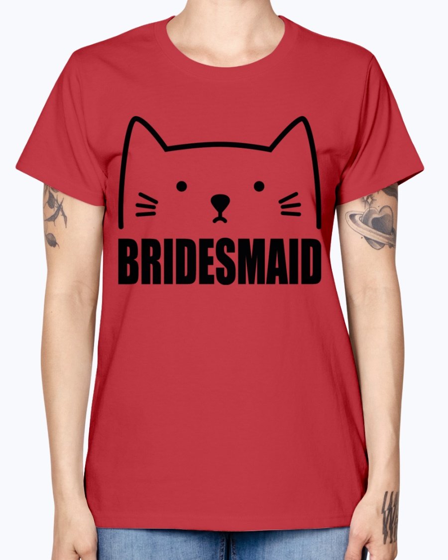 Bridesmaid Missy T-Shirt in various colors, showcasing its soft cotton fabric and stylish design, perfect for bridal parties.