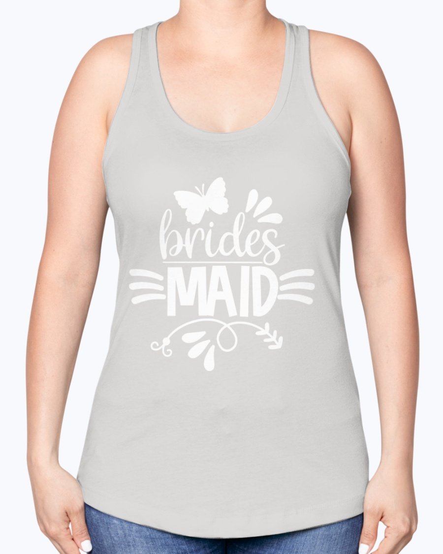 Bridesmaid Racerback Tank in soft cotton blend, perfect for wedding celebrations, featuring a stylish design and comfortable fit.