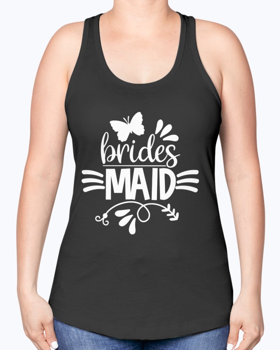 Bridesmaid Racerback Tank in soft cotton blend, perfect for wedding celebrations, featuring a stylish design and comfortable fit.