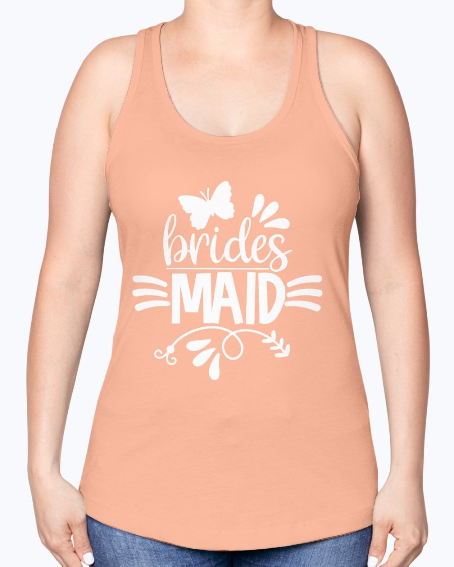 Bridesmaid Racerback Tank in soft cotton blend, perfect for wedding celebrations, featuring a stylish design and comfortable fit.