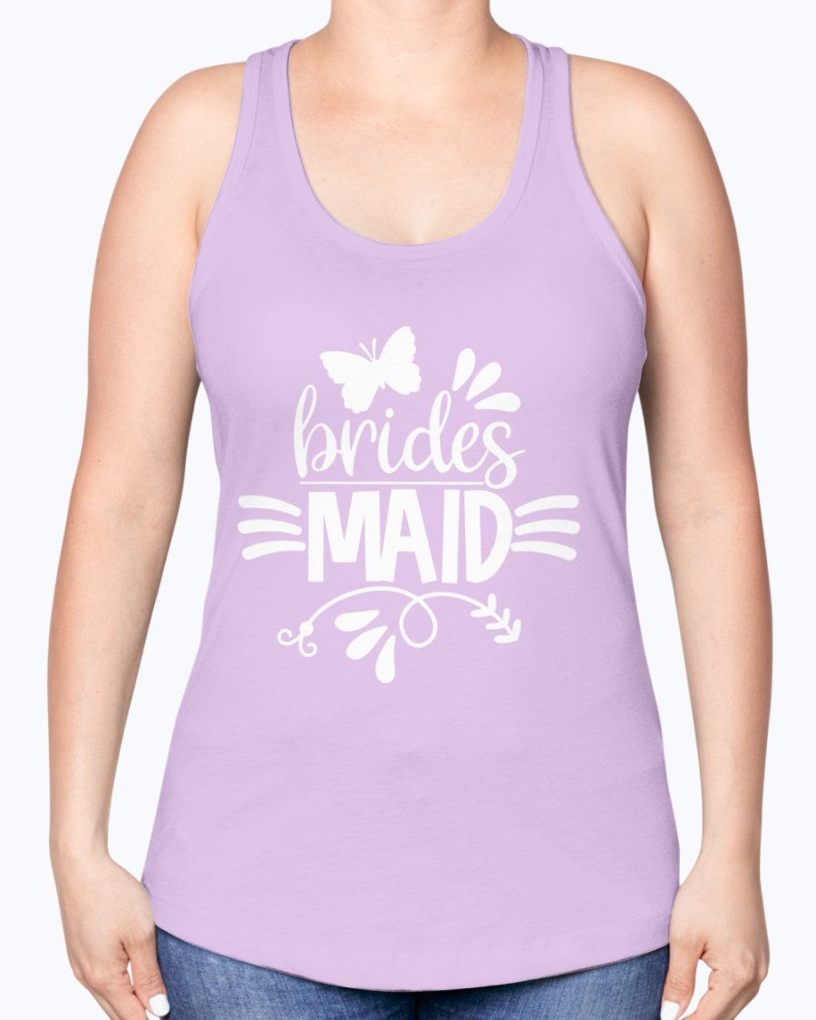 Bridesmaid Racerback Tank in soft cotton blend, perfect for wedding celebrations, featuring a stylish design and comfortable fit.