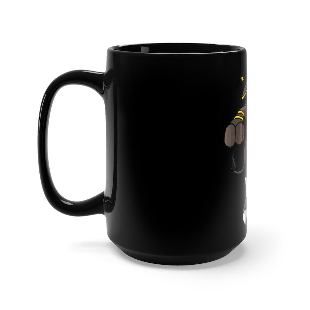 Brossox Black Mug 15oz, a stylish black ceramic mug with a C-handle, perfect for coffee and tea lovers.