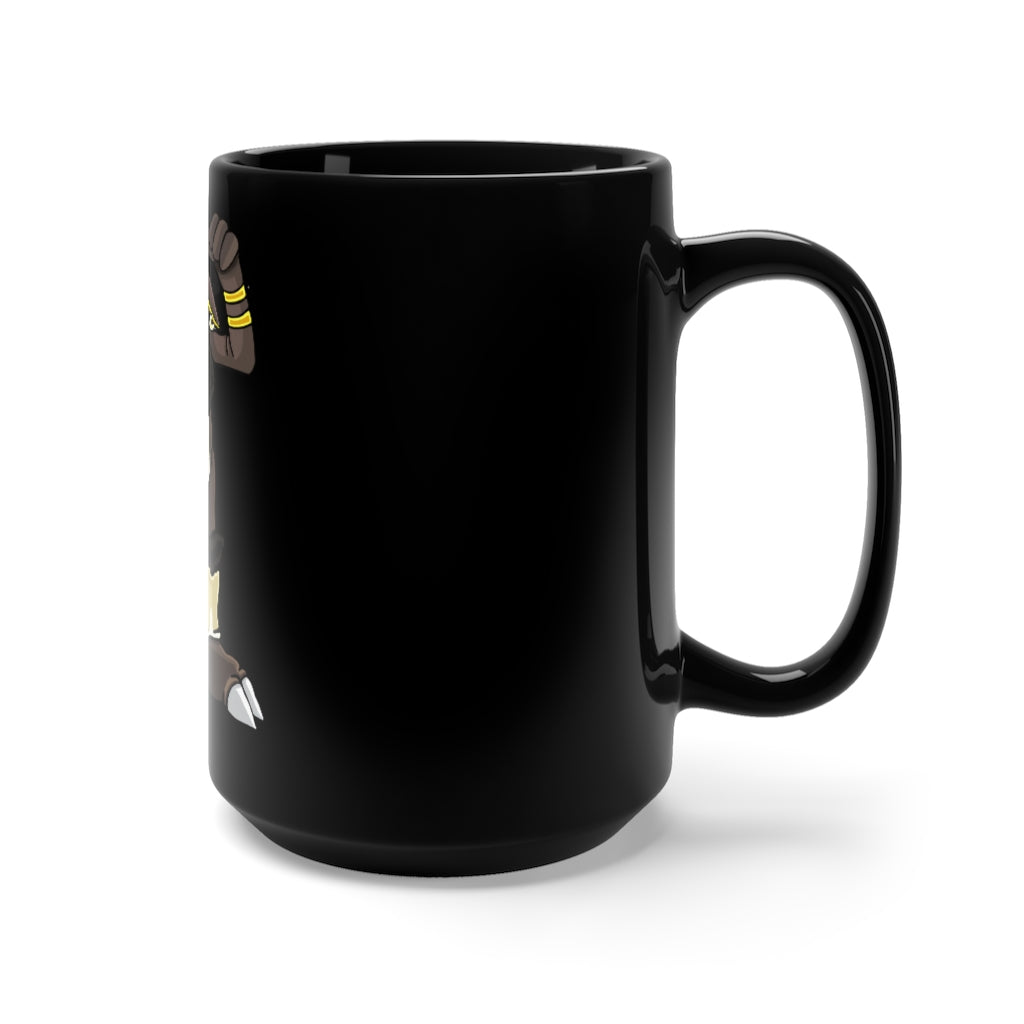 Brossox Black Mug 15oz, a stylish black ceramic mug with a C-handle, perfect for coffee and tea lovers.