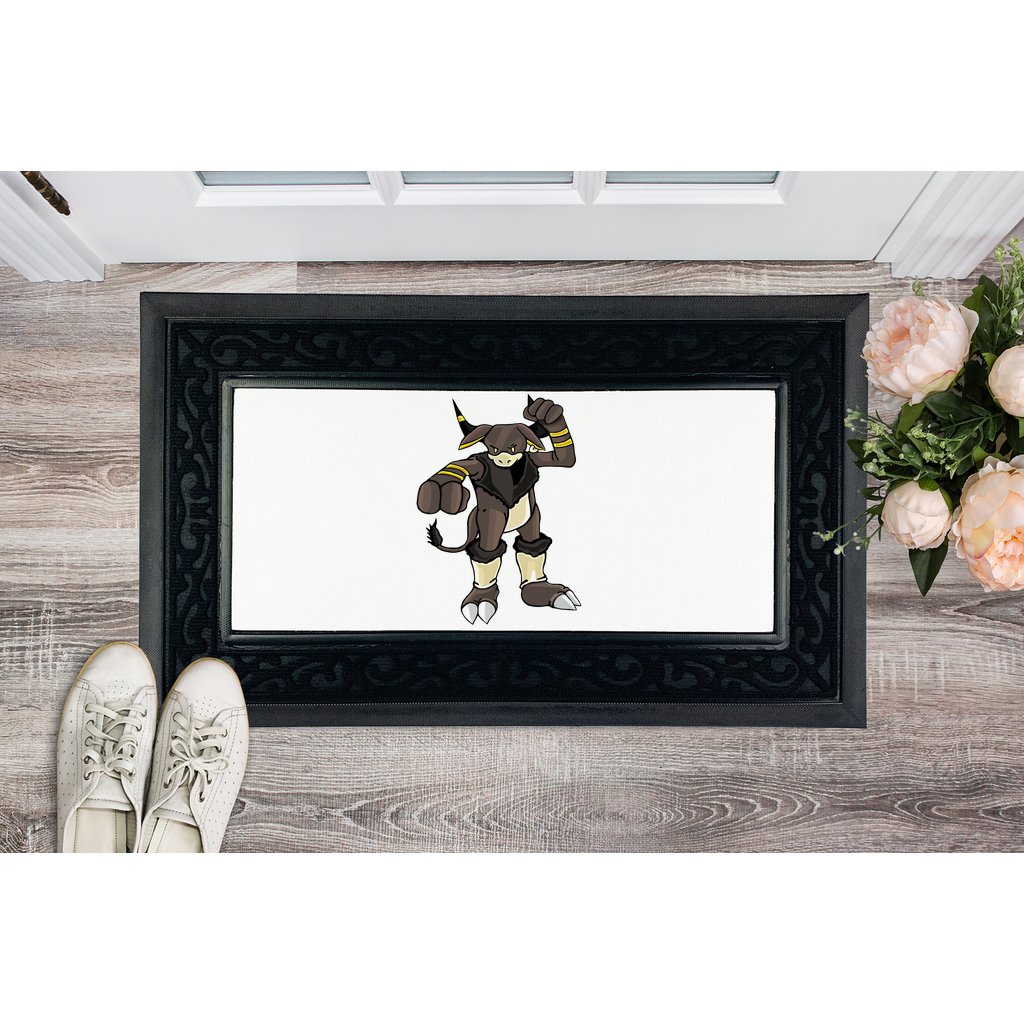 Brossox Sublimation Heavy Duty Door Mat with a removable fabric center and non-slip rubber base, featuring a stylish brush border.