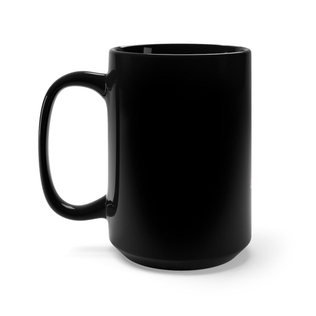 Brown and Purple Sword Black Mug, 15oz ceramic mug with stylish design and C-handle, perfect for coffee and tea lovers.