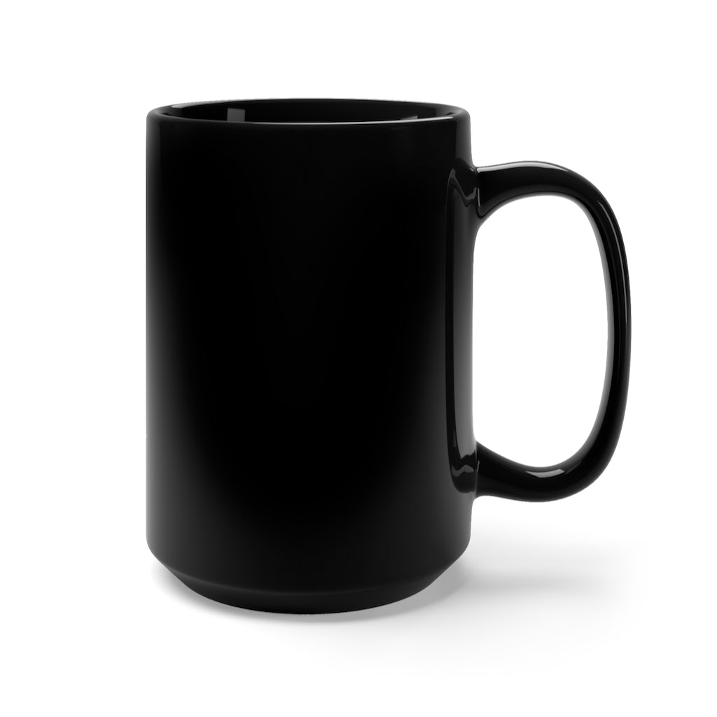 Brown and Purple Sword Black Mug, 15oz ceramic mug with stylish design and C-handle, perfect for coffee and tea lovers.