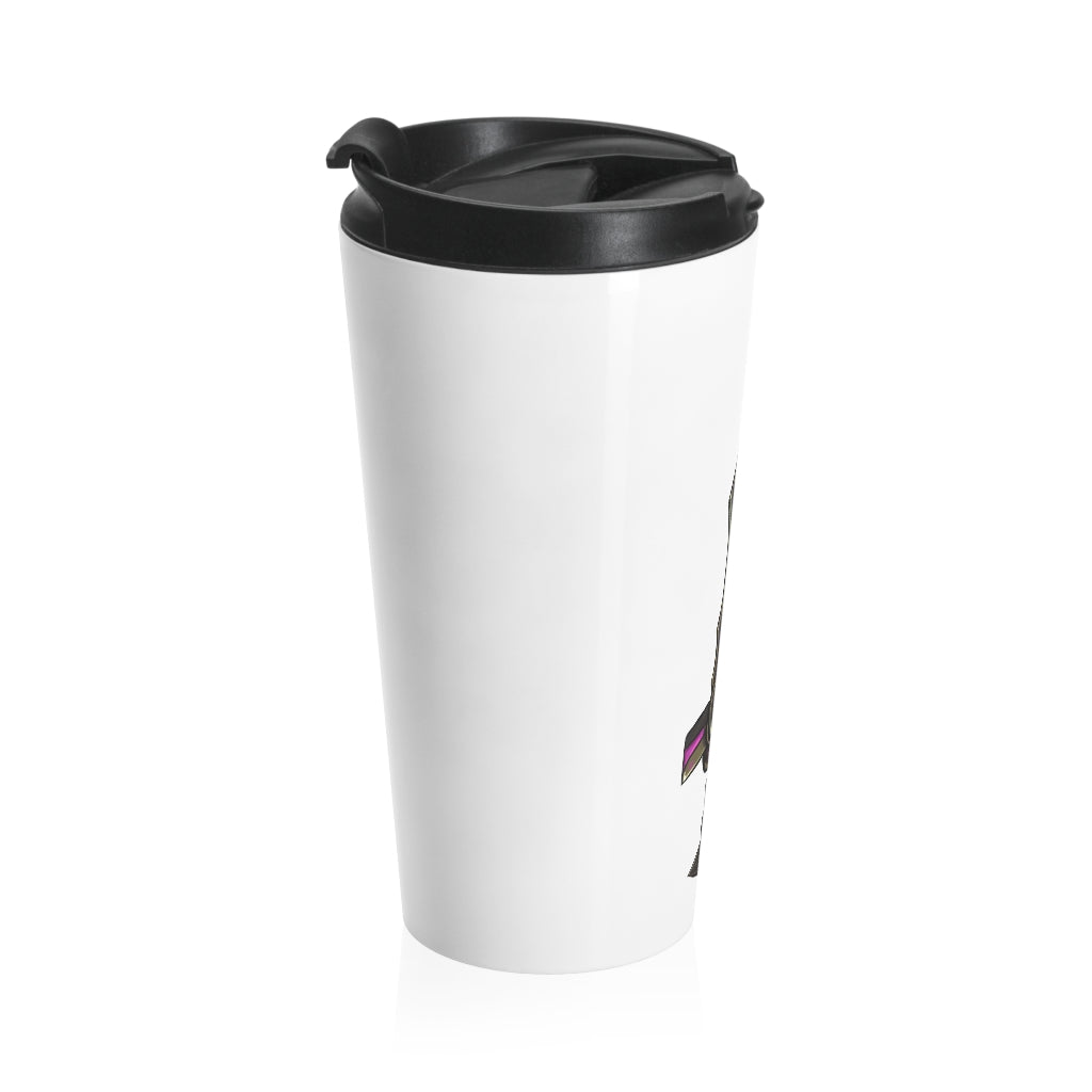 Brown and Purple Sword Stainless Steel Travel Mug with a stylish design, perfect for keeping drinks hot or cold on the go.