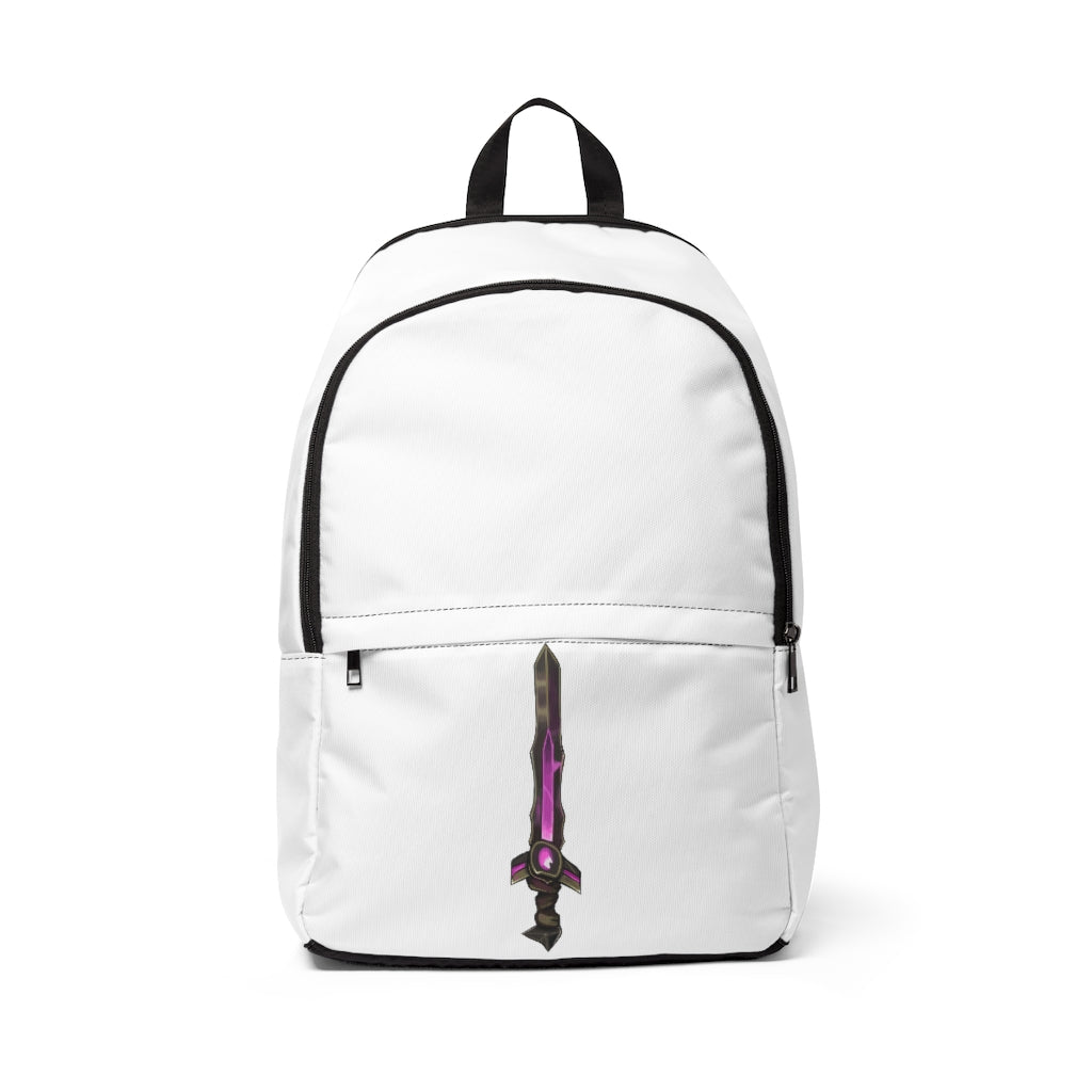 Brown and purple unisex fabric backpack with padded back panel and adjustable straps, perfect for school and outdoor travel.