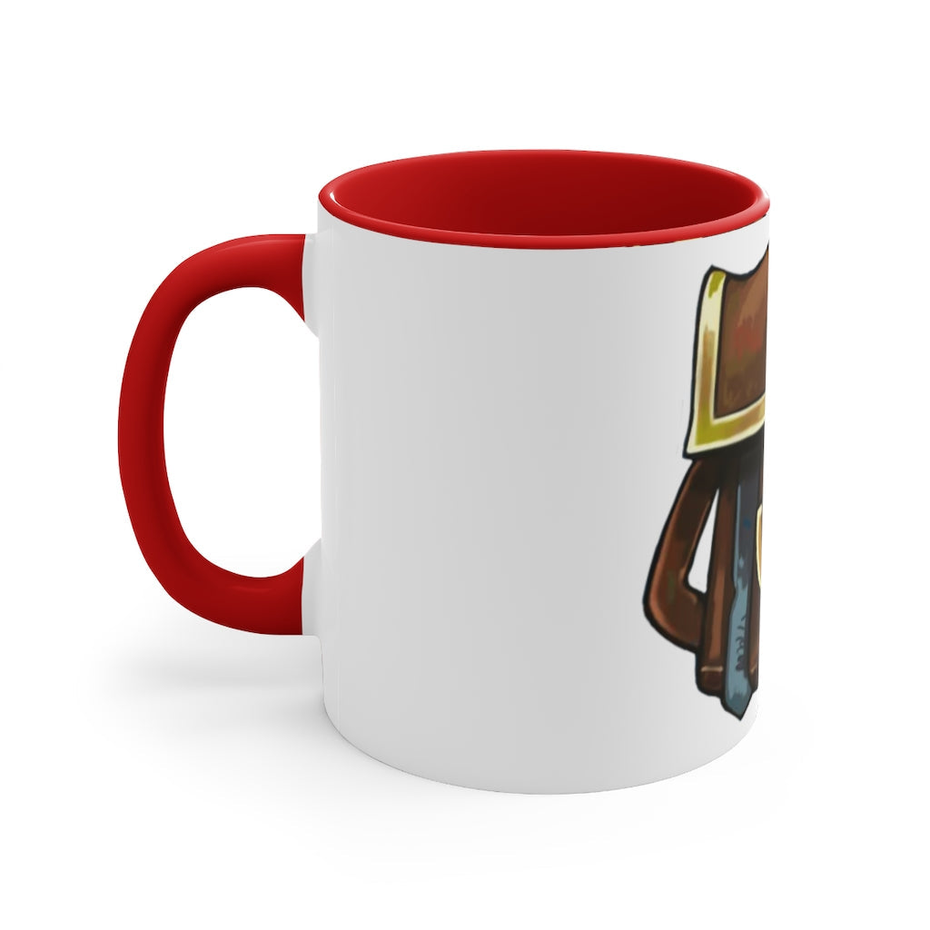 Brown Bag Accent Coffee Mug with two-tone design and C-handle, showcasing vibrant interior and handle color.