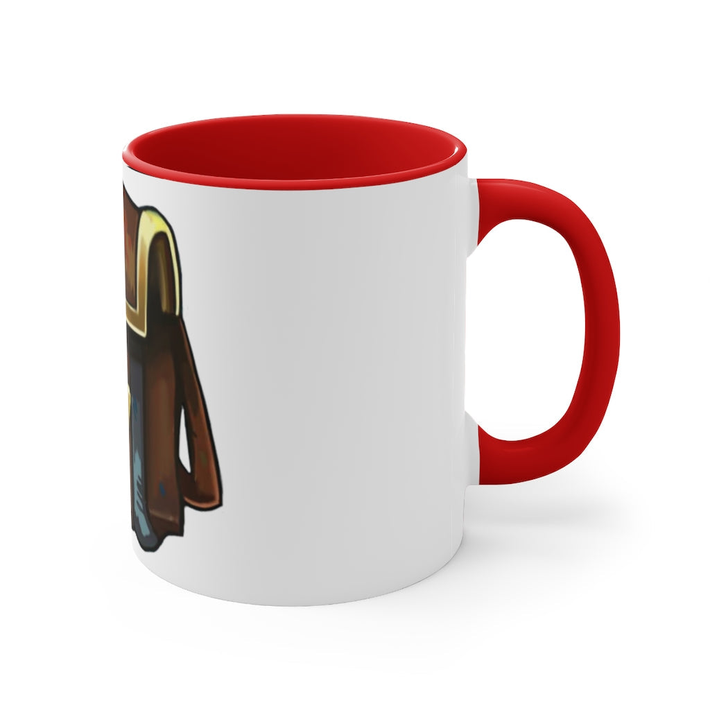 Brown Bag Accent Coffee Mug with two-tone design and C-handle, showcasing vibrant interior and handle color.