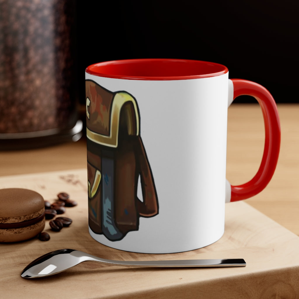 Brown Bag Accent Coffee Mug with two-tone design and C-handle, showcasing vibrant interior and handle color.