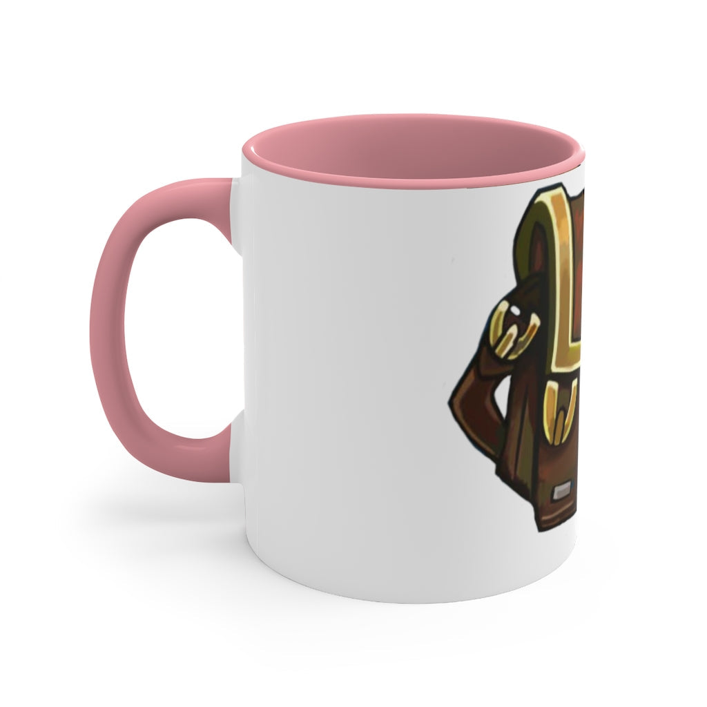 Brown Bag Accent Coffee Mug, 11oz with two-tone design and C-handle, showcasing vibrant interior and handle colors.