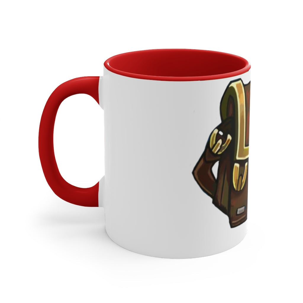 Brown Bag Accent Coffee Mug, 11oz with two-tone design and C-handle, showcasing vibrant interior and handle colors.