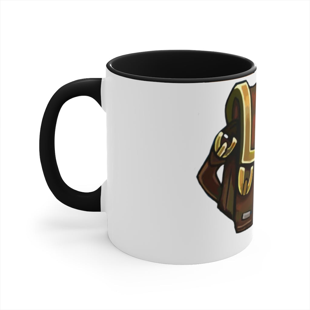 Brown Bag Accent Coffee Mug, 11oz with two-tone design and C-handle, showcasing vibrant interior and handle colors.