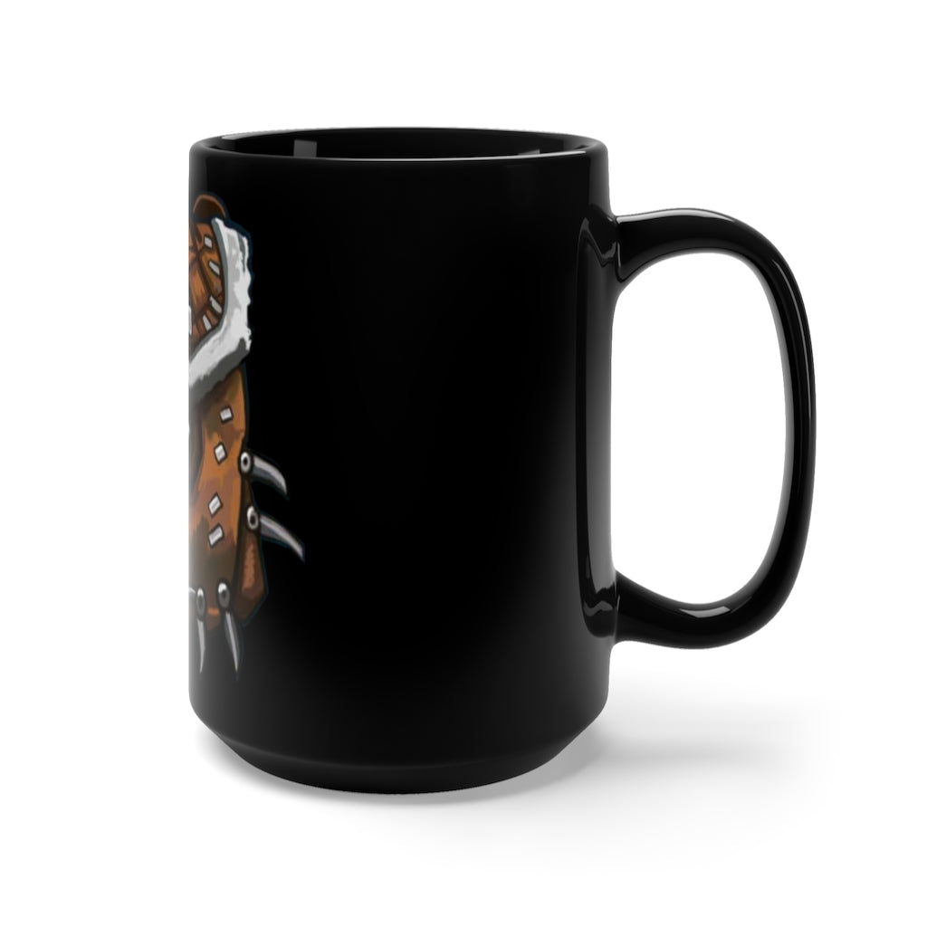 Brown Bag Black Mug 15oz, a stylish black ceramic mug with a C-handle, perfect for coffee and tea lovers.