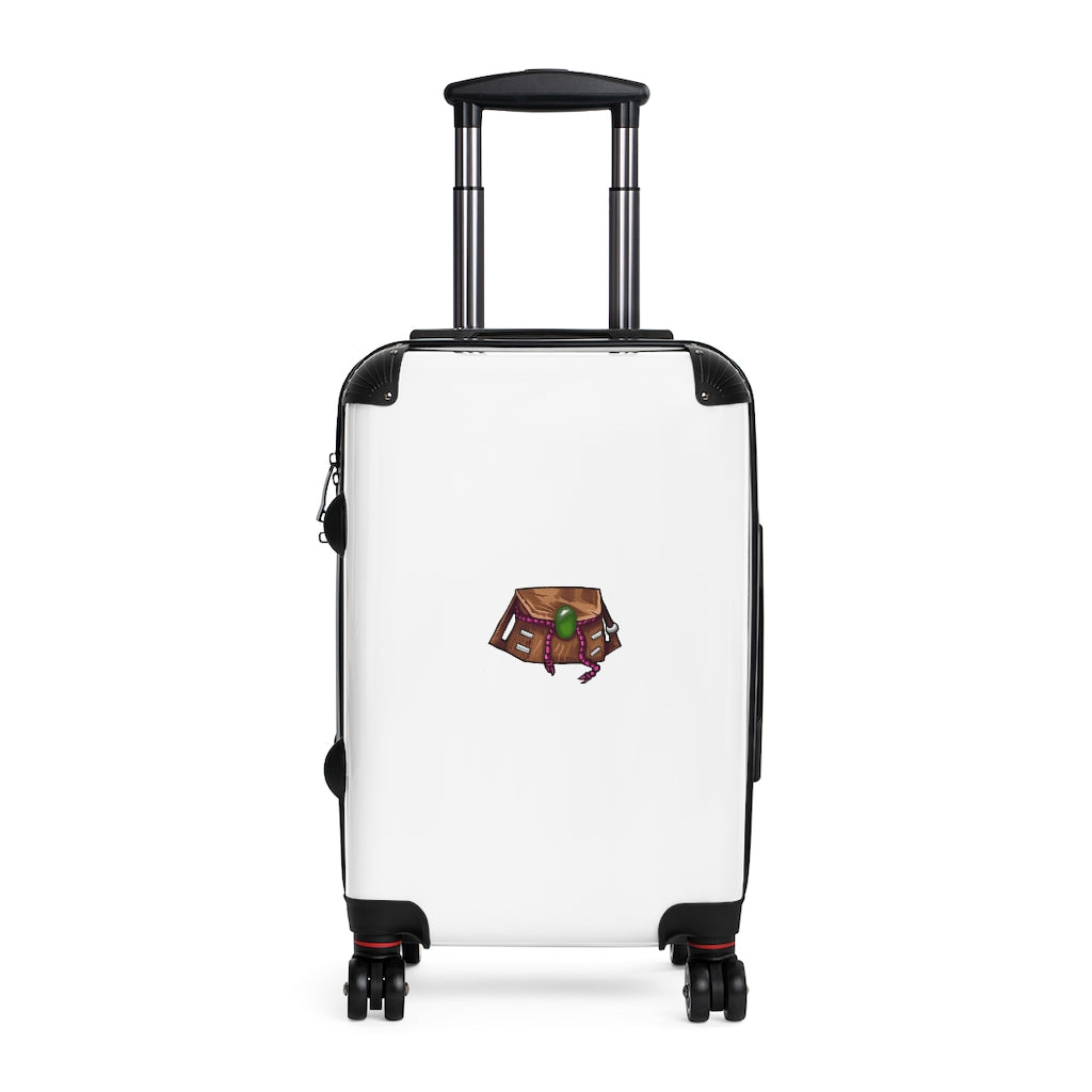 Brown Bag Cabin Suitcase with personalized design, featuring a polycarbonate front and ABS back, adjustable handle, and double-wheels.