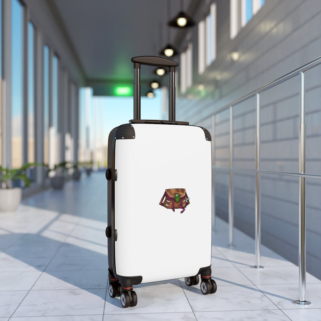 Brown Bag Cabin Suitcase with personalized design, featuring a polycarbonate front and ABS back, adjustable handle, and double-wheels.