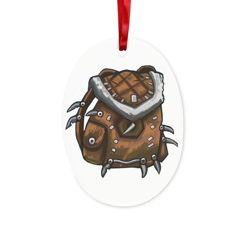 Brown Bag Ceramic Hanging Ornament with red ribbon and gold string, perfect for Christmas decoration.