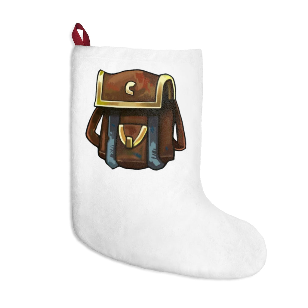 Brown Bag Christmas Stockings made of soft polyester fleece, featuring a twill ribbon loop for hanging, perfect for personalization.