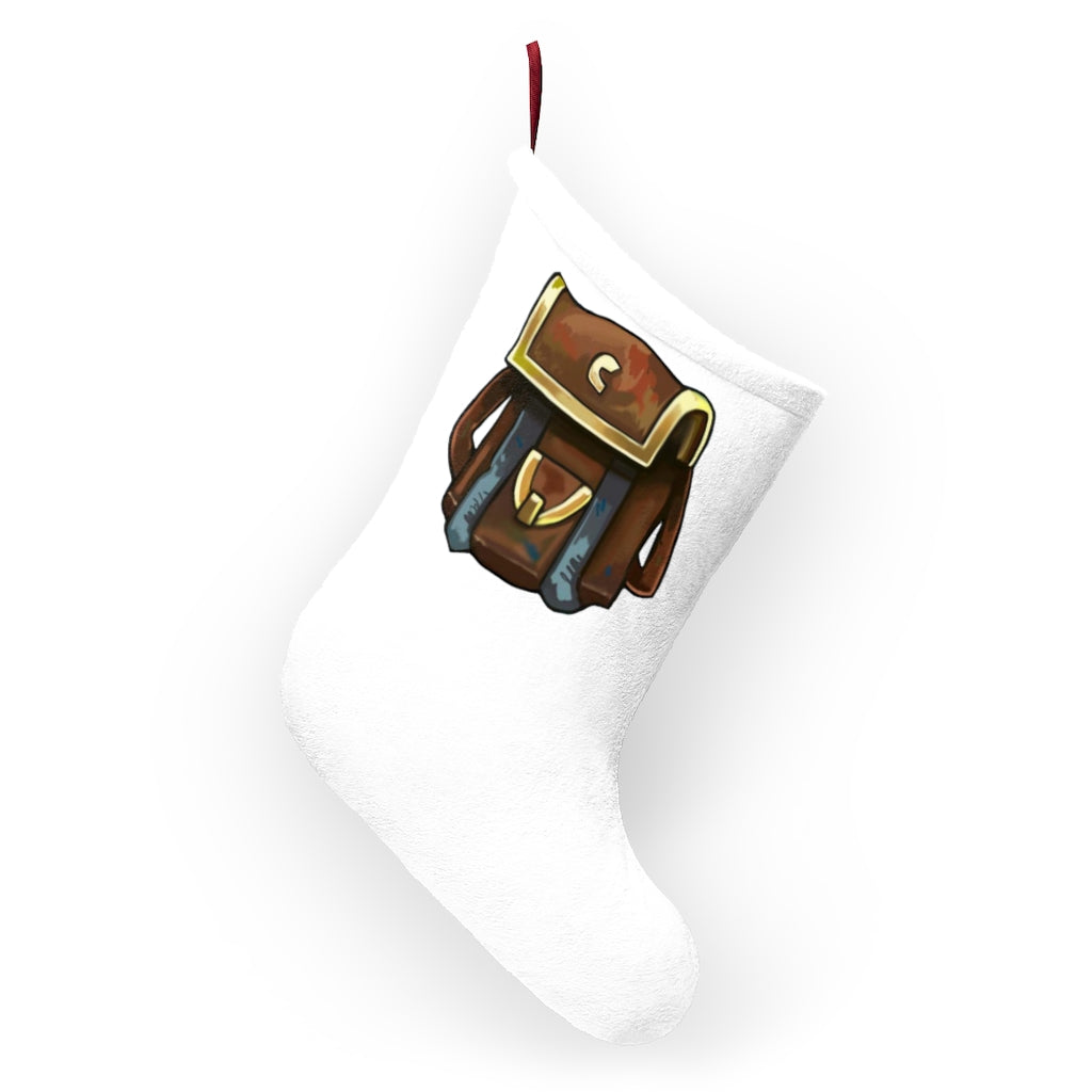 Brown Bag Christmas Stockings made of soft polyester fleece, featuring a twill ribbon loop for hanging, perfect for personalization.