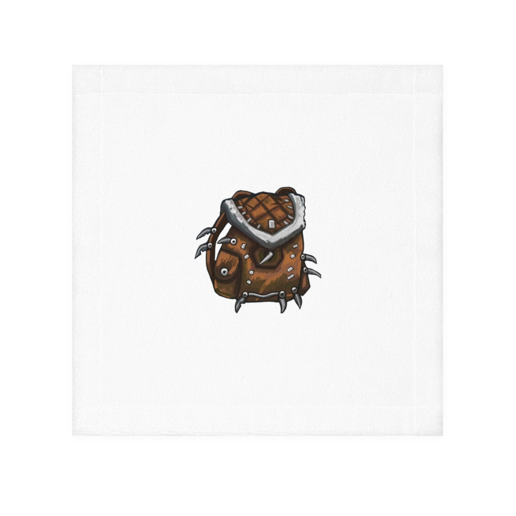 Brown Bag Face Towel featuring a customizable polyester front and soft cotton back, ideal for personal designs.