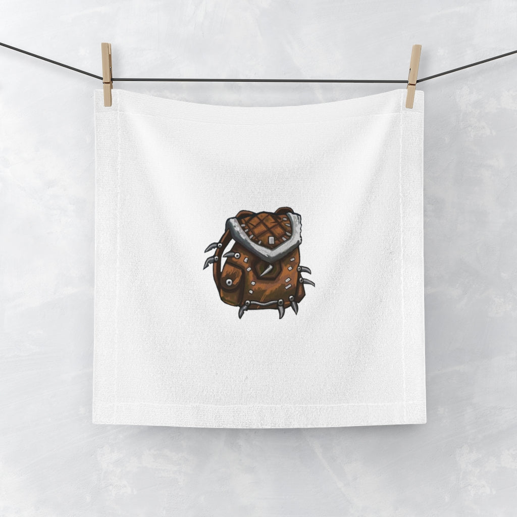 Brown Bag Face Towel featuring a customizable polyester front and soft cotton back, ideal for personal designs.