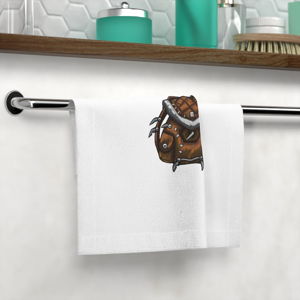 Brown Bag Face Towel featuring a customizable polyester front and soft cotton back, ideal for personal designs.