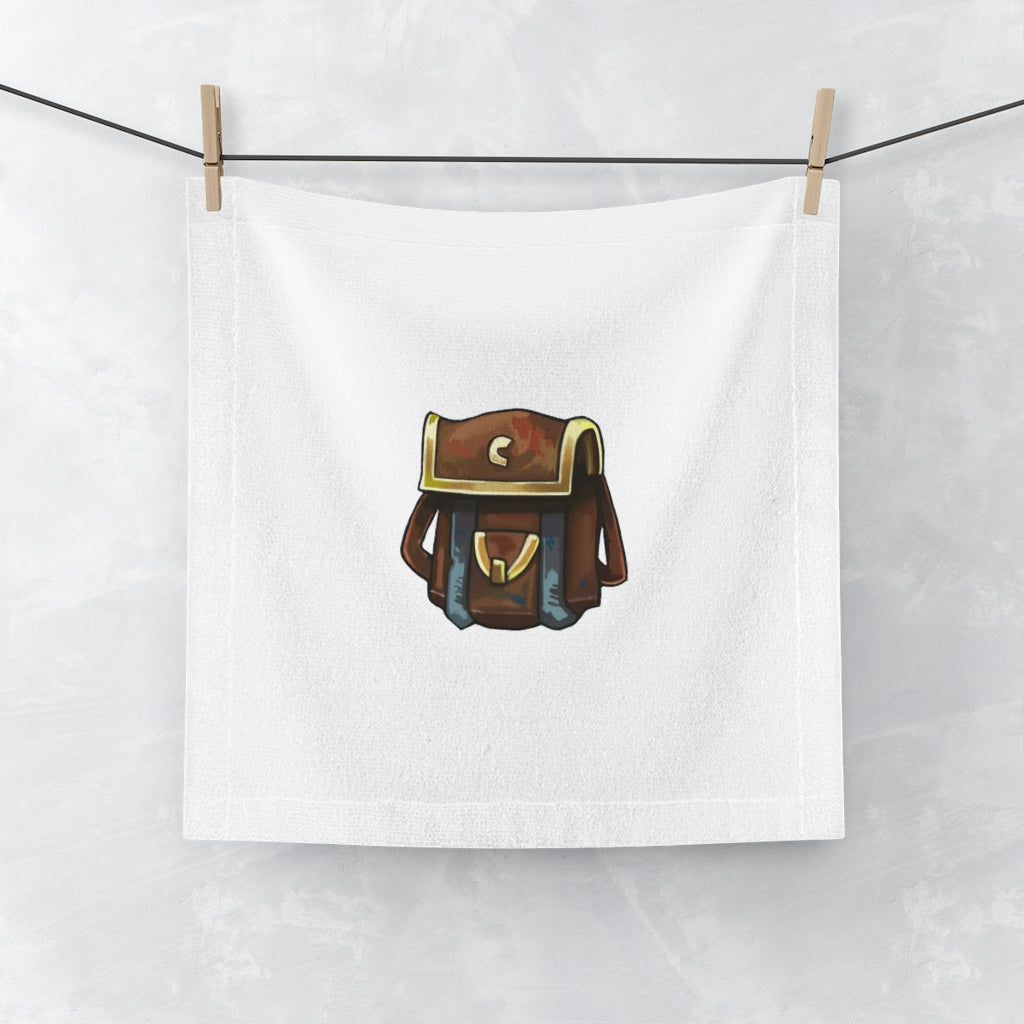 Brown Bag Face Towel featuring a customizable polyester front and soft cotton back, perfect for personal use or gifting.