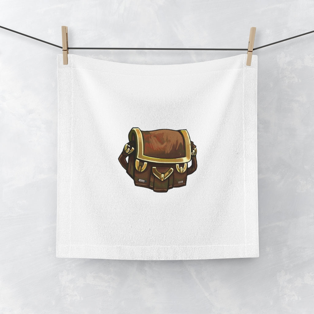 Brown Bag Face Towel featuring a customizable polyester front and soft cotton back, ideal for personal use or gifting.