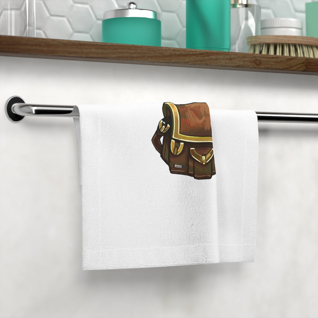 Brown Bag Face Towel featuring a customizable polyester front and soft cotton back, ideal for personal use or gifting.