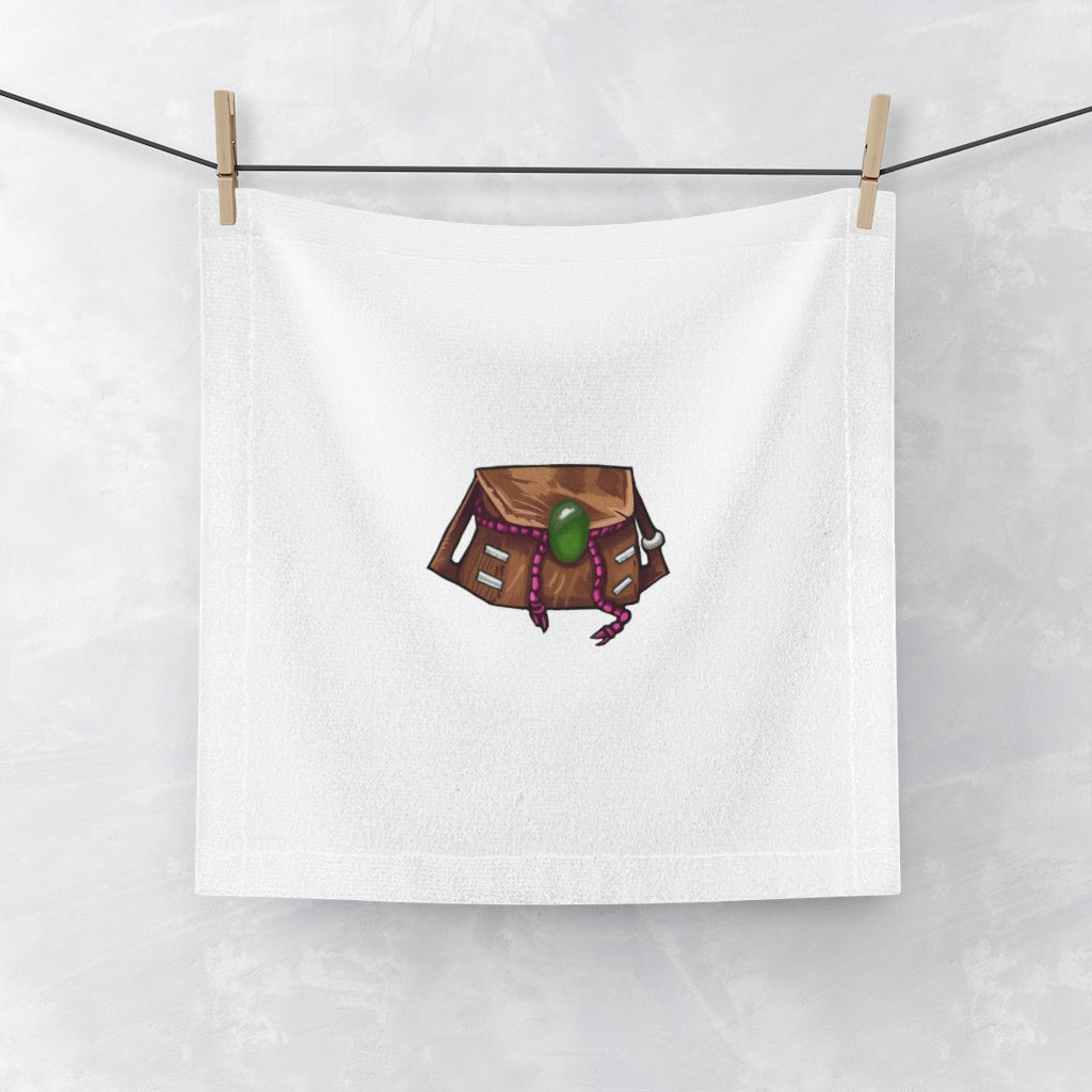 Brown Bag Face Towel featuring a customizable polyester front and soft cotton back, ideal for drying and personalizing.