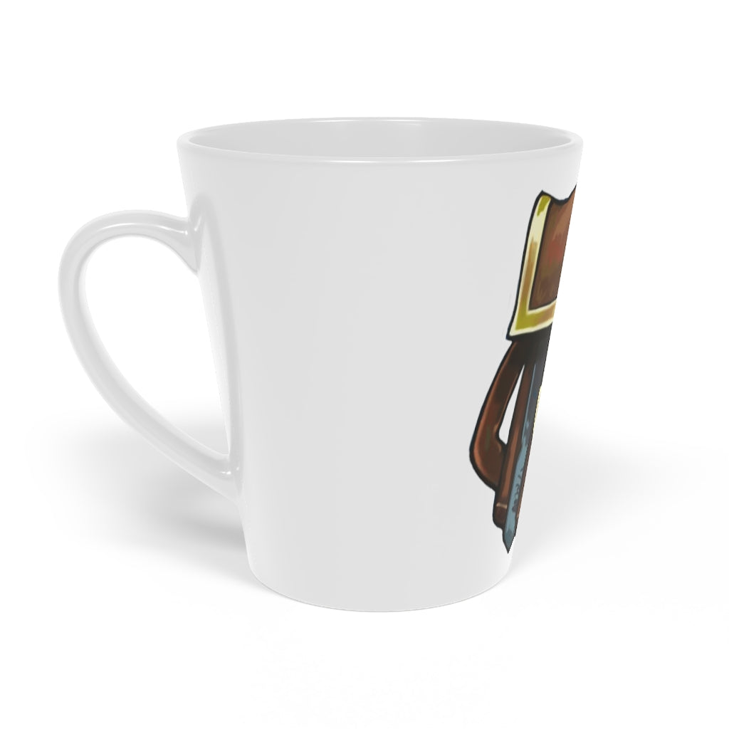 Brown Bag Latte Mug, 12oz, featuring a durable white ceramic body and an easy-grip handle, perfect for personalized beverages.